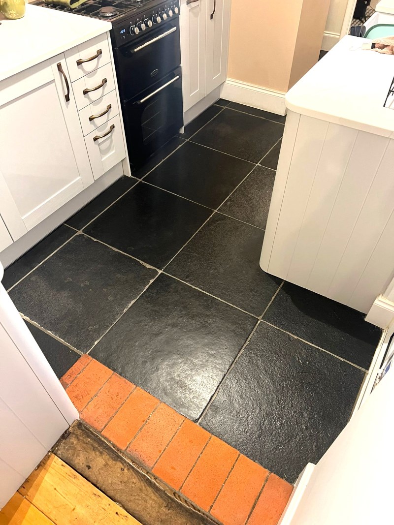 Black Limestone Kitchen Floor After Renovation Northolt