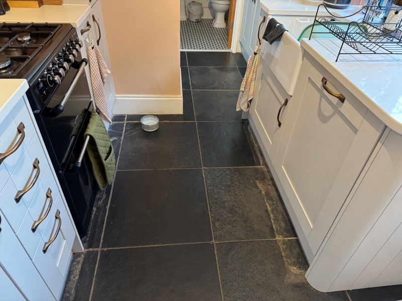 Black Limestone Kitchen Floor Before Renovation Northolt