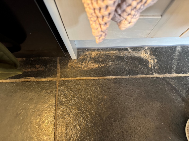 Black Limestone Kitchen Floor Before Renovation Northolt