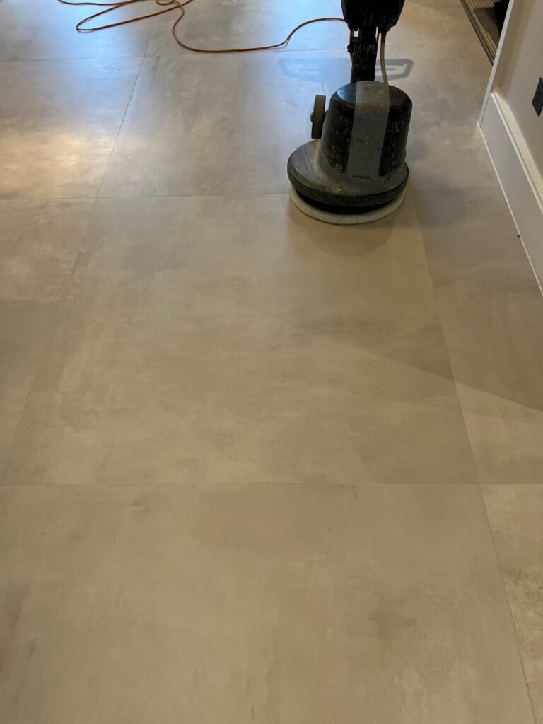 Porcelain Tiled Floor During Cleaning in Pinner