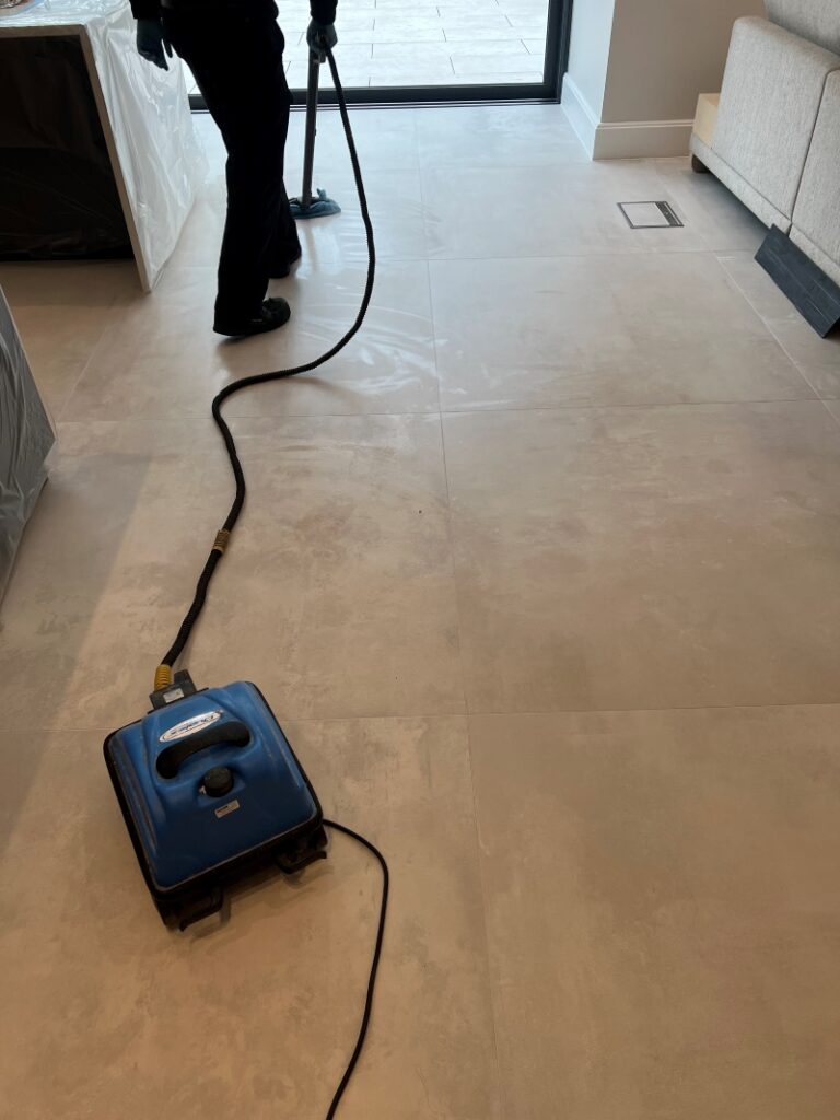 Porcelain Tiled Floor During Steam Cleaning in Pinner