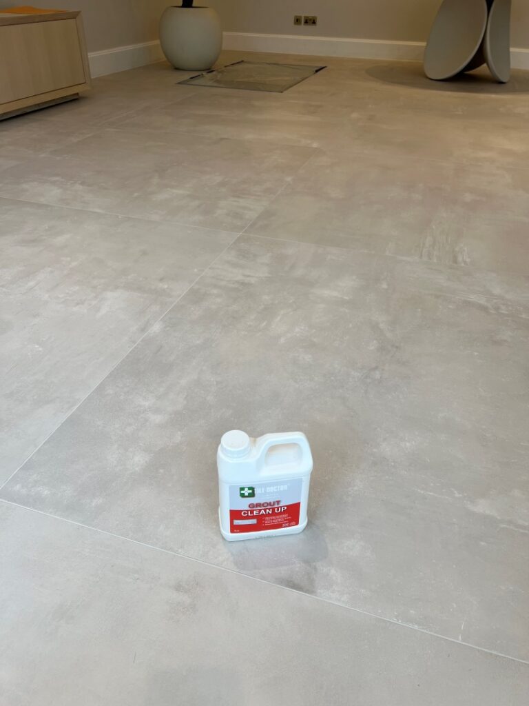 Porcelain Tiled Floor Grout Haze Removal in Pinner